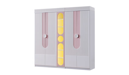 Vira 4 Kapaklı Dolap ve Ledli Kitaplık Pembe