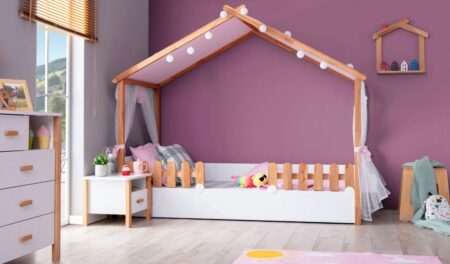 My House New Ahşap Ev Karyola 90 x 200 Montessori